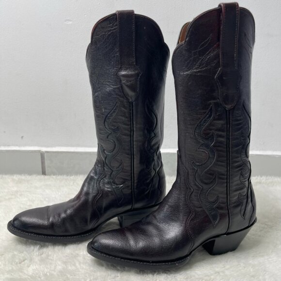 Black Jack Women's Brown Red Cowboy Leather Boots Size 7 - Picture 1 of 14